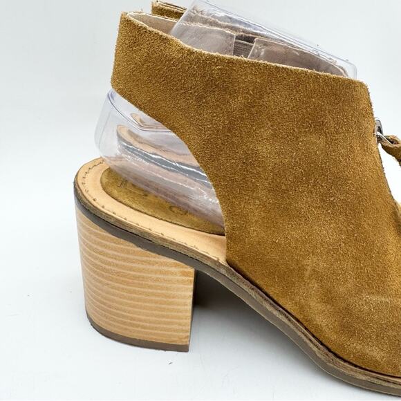 Anthropologie Latigo Venice Boho Suede Leather Open Toe Block Heel Booties Sz 8 - Picture 3 of 12